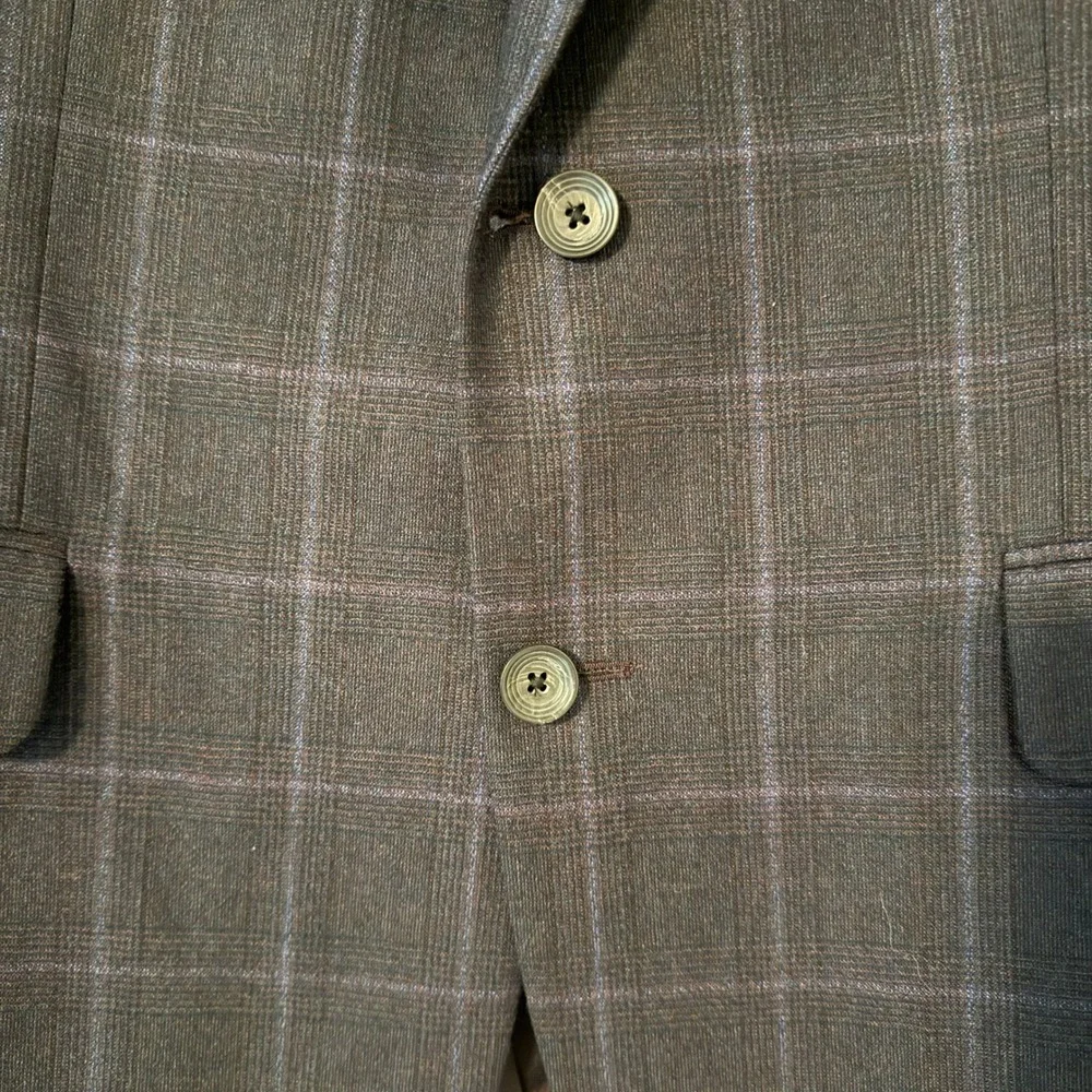 Jack Victor Plaid Glen Check Sport Coat Blazer Navy Blue Wool Men 42R